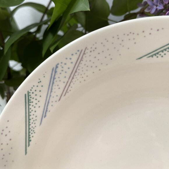 3 Creamy White Soup Plates Geometric Ornament Oxford Brazil - Picture 5 of 10